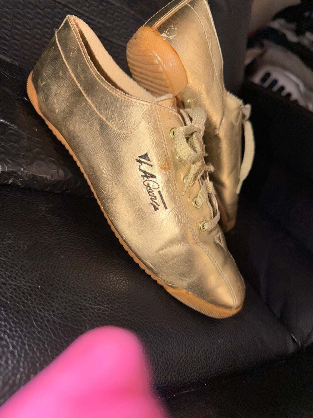 Vintage 90s L.A. Gear Gold Metallic Tennis Workout Shoes Women's Size 7 - ,